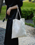 Handmade Silk Embroidered Tote Bag: Oriental Swallow Design