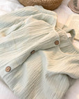 Mint Green Gauze Cotton Pajama Set: Breathable Wide-Leg Loungewear
