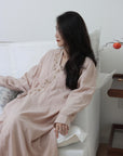 Hand-Embroidered Gauze Cotton Kimono Robe: Lightweight Summer Lounge Wear