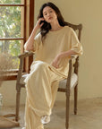 Butter Yellow Bamboo Lounge Set: Ruffle Sleeve Loungewear