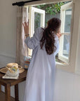 Linen Cotton Shirt Dress: Light Blue Relaxed Fit Summer Tunic