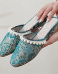 Brocade Mules: Embroidered Qipao Slippers with Pearl Trim