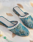 Brocade Mules: Embroidered Qipao Slippers with Pearl Trim