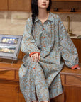 Cotton Gauze Pajama Set: Lightweight Button-Up Loungewear, Cotton Sleepwear