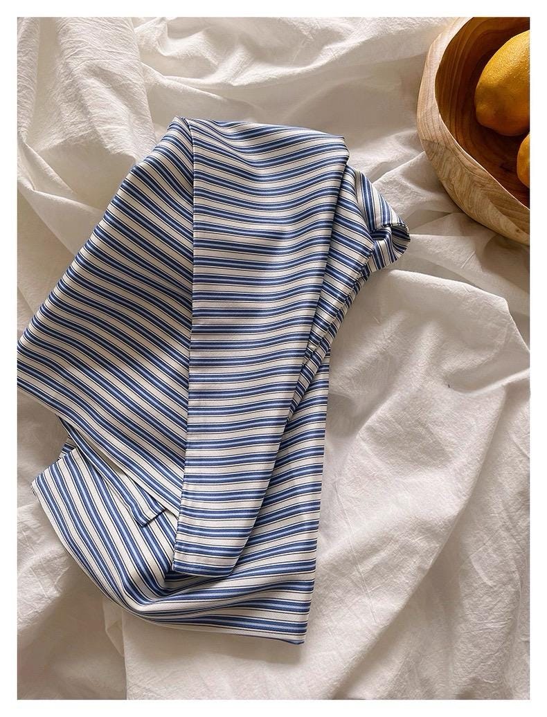 Blue Stripe Mulberry Silk Pillowcase: 22 Momme Luxury Bedding