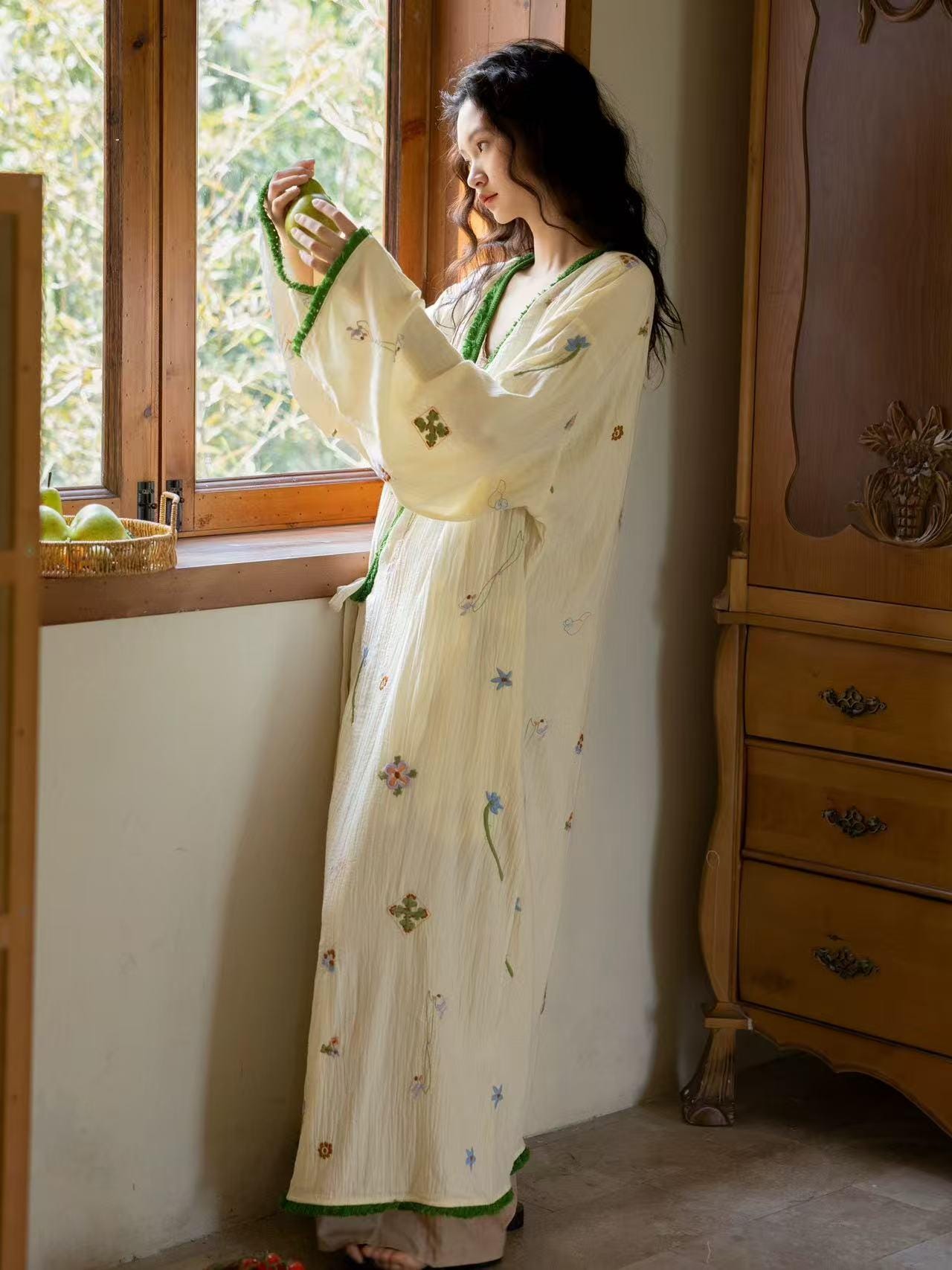 cotton kimono dressing gown Hand Block Printed Kimono Dressing Gown Robe