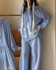 Embroidered Gauze Cotton Loungewear Set or Dress: Relaxed Fit Sleepwear