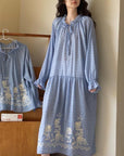 Embroidered Gauze Cotton Loungewear Set or Dress: Relaxed Fit Sleepwear