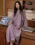 Double Layer Gauze Loungewear, Purple Pajamas and Sleepwear – Women’s Relaxed Long Sleeves Cotton Pajama Pants Set or Dress Gown