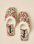 Embroidered Brocade Slippers: Faux Fur Lined Oriental Mules