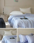 TENCEL Lyocell Four PCS Bedding Set: Bed Sheet, Duvet Cover and Two Pillowcases, Eucalyptus Fiber, Cooling Luxury Bedding, Silk Beddings