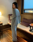 Vintage Floral Bamboo Cotton Loungewear Set – Lace Trim Pyjamas for Women - Japandi-loungewear fusion - Eco-Friendly Sleepwear