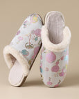 Oriental Silk Brocade Winter Slippers - Handmade Indoor Shoes
