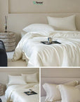 TENCEL Lyocell Four PCS Bedding Set: Bed Sheet, Duvet Cover and Two Pillowcases, Eucalyptus Fiber, Cooling Luxury Bedding, Silk Beddings