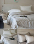 TENCEL Lyocell Four PCS Bedding Set: Bed Sheet, Duvet Cover and Two Pillowcases, Eucalyptus Fiber, Cooling Luxury Bedding, Silk Beddings