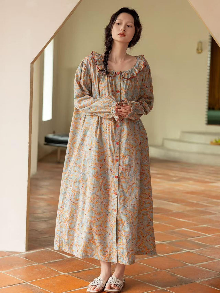 Bamboo Cotton Pajama Set: Lightweight Button-Up Loungewear, Cotton Sleepwear, Long Sleeves Pyjamas