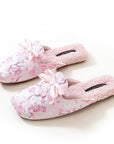 Women Winter Slippers - Japanese Kimono Style Slippers – Embroidered Sakura Oriental Charm