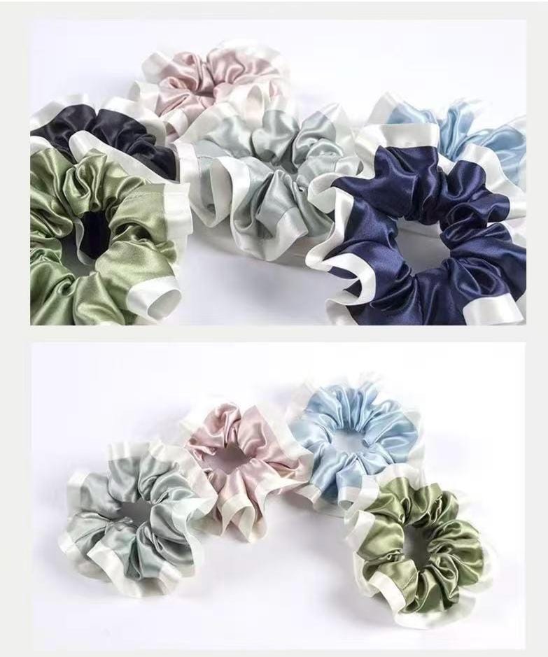 25 Momme Pure Silk Hair Scrunchies | Duo-Tone Satin Elastic Hair Ties | Soft &amp; Gentle | Stocking Stuffer | 3 for 10% Off | Gift for Her