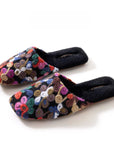 Handmade Wool Felt Floral Slippers - Oriental Style Indoor House Shoes - French Wool Blend Cozy Mules - Winter Women‘s Gift
