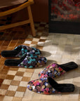 Handmade Wool Felt Floral Slippers - Oriental Style Indoor House Shoes - French Wool Blend Cozy Mules - Winter Women‘s Gift