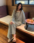 Vintage Floral Bamboo Cotton Loungewear Set – Lace Trim Pyjamas for Women - Japandi-loungewear fusion - Eco-Friendly Sleepwear
