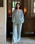 Vintage Floral Bamboo Cotton Loungewear Set – Lace Trim Pyjamas for Women - Japandi-loungewear fusion - Eco-Friendly Sleepwear