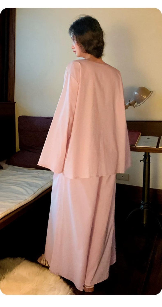 Handmade Bamboo Cotton Pyjama Set with Cheongsam-Inspired Collar and Embroidered Cuffs – Soft Loungewear for Women - Elegant Pyjamas Gift