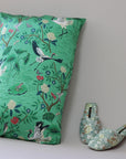 Pure Silk Pillowcase Oriental Crane Vintage Inspired Bedding - Handmade Luxury Silk Pillow - Country Home Decor - Gift for New Homeowners