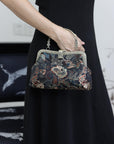 Handmade Song Brocade Silk Handbag “Jinsha Feidie” | Oriental Evening Bag with Vintage Brass Frame | Crossbody Heritage Purse for Women