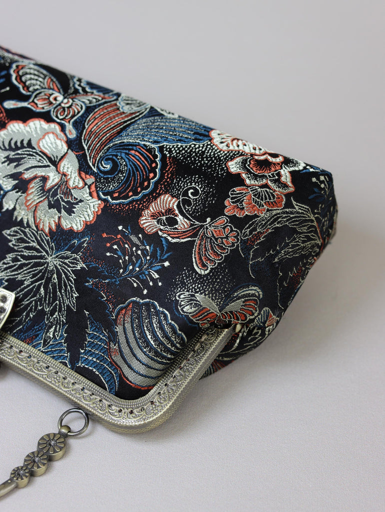 Handmade Song Brocade Silk Handbag “Jinsha Feidie” | Oriental Evening Bag with Vintage Brass Frame | Crossbody Heritage Purse for Women