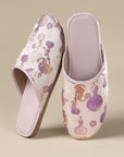 Oriental Silk Brocade Winter Slippers - Handmade Indoor Shoes