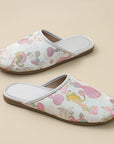 Oriental Silk Brocade Winter Slippers - Handmade Indoor Shoes