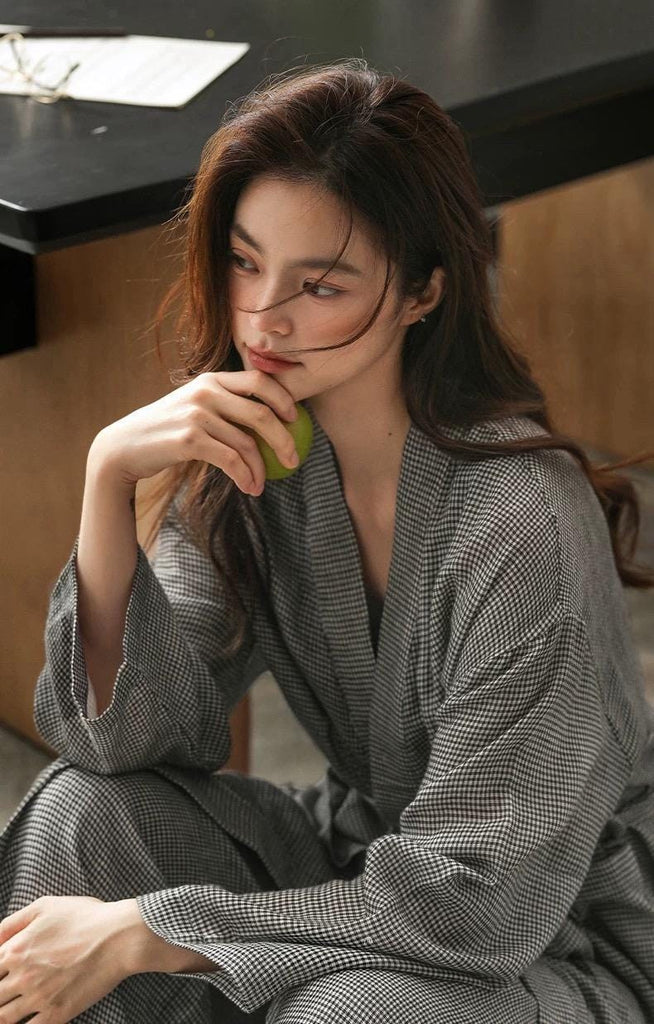 Gauze Cotton Robe Set | Relaxed Minimalist Loungewear | Soft Breathable Pyjamas for Women | Sustainable Homewear Outfit