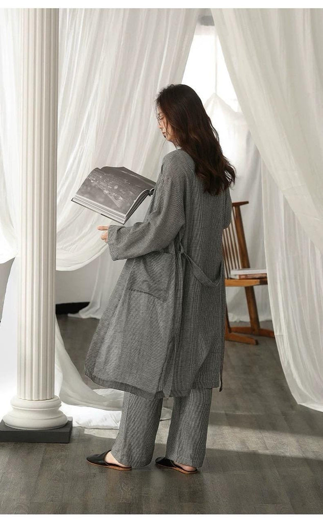 Gauze Cotton Robe Set | Relaxed Minimalist Loungewear | Soft Breathable Pyjamas for Women | Sustainable Homewear Outfit