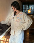 Organic Woven Cotton Loungewear - Embroidered Pajama