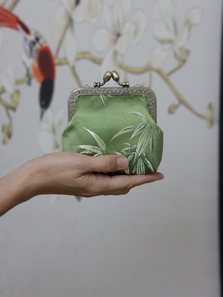 Handmade Silk Coin Purse | Oriental Embroidered Mini Purse with Vintage Metal Frame | 10 Designs | Heritage Gift for Women