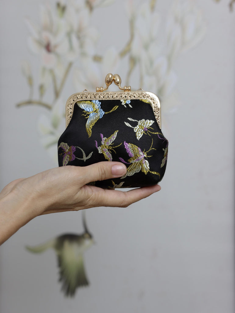 Handmade Silk Coin Purse | Oriental Embroidered Mini Purse with Vintage Metal Frame | 10 Designs | Heritage Gift for Women