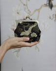 Handmade Silk Coin Purse | Oriental Embroidered Mini Purse with Vintage Metal Frame | 10 Designs | Heritage Gift for Women