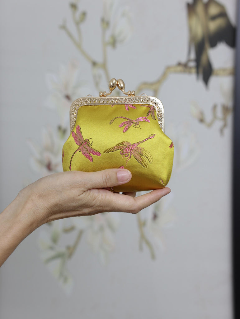 Handmade Silk Coin Purse | Oriental Embroidered Mini Purse with Vintage Metal Frame | 10 Designs | Heritage Gift for Women