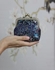 Handmade Silk Coin Purse | Oriental Embroidered Mini Purse with Vintage Metal Frame | 10 Designs | Heritage Gift for Women