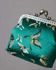 Handmade Silk Coin Purse | Oriental Embroidered Mini Purse with Vintage Metal Frame | 10 Designs | Heritage Gift for Women