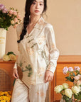 Silk Blend Japanese Kimono Wrap Pyjama Set - Frog Button Loungewear
