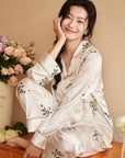 Silk Blend Japanese Kimono Wrap Pyjama Set - Frog Button Loungewear