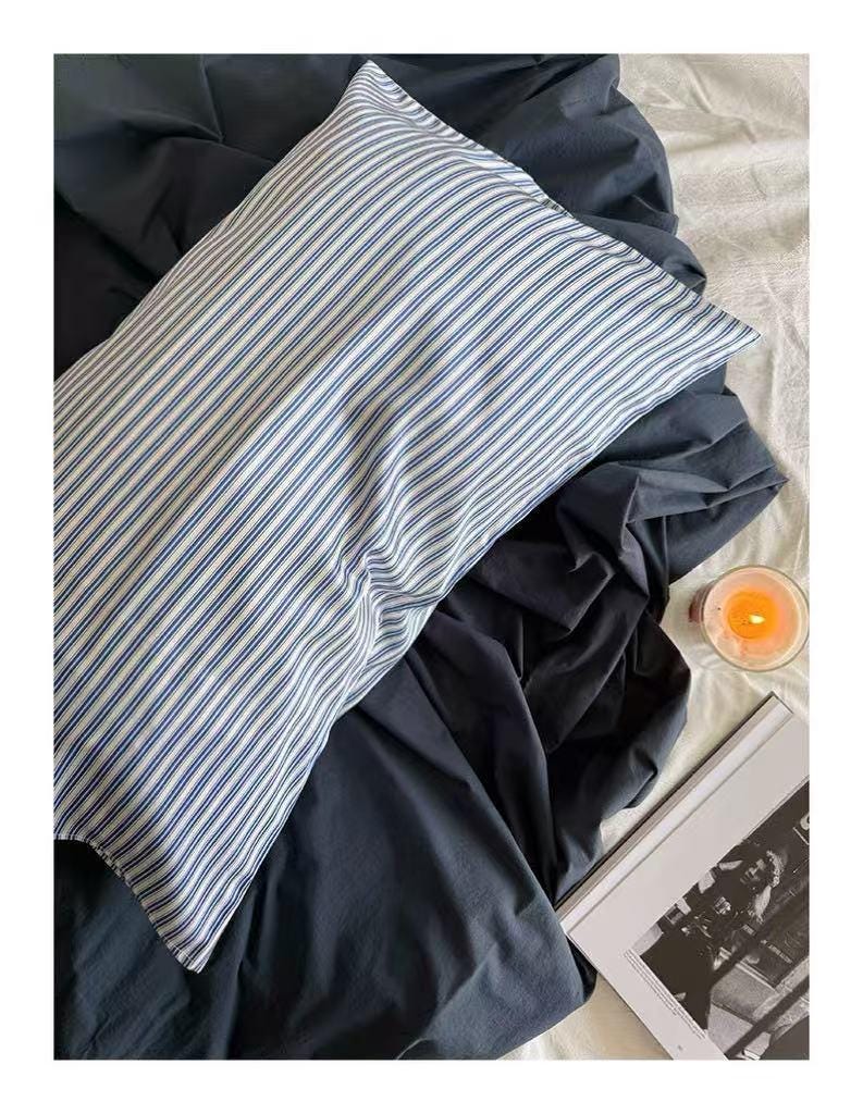 Blue Stripe Mulberry Silk Pillowcase: 22 Momme Luxury Bedding