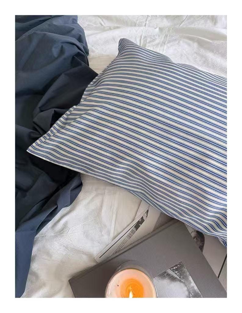 Blue Stripe Mulberry Silk Pillowcase: 22 Momme Luxury Bedding