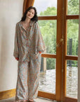 Bamboo Cotton Pajama Set: Lightweight Button-Up Loungewear, Cotton Sleepwear, Long Sleeves Pyjamas