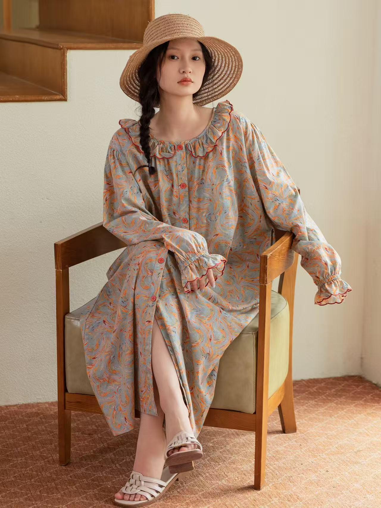 Bamboo Cotton Pajama Set: Lightweight Button-Up Loungewear, Cotton Sleepwear, Long Sleeves Pyjamas