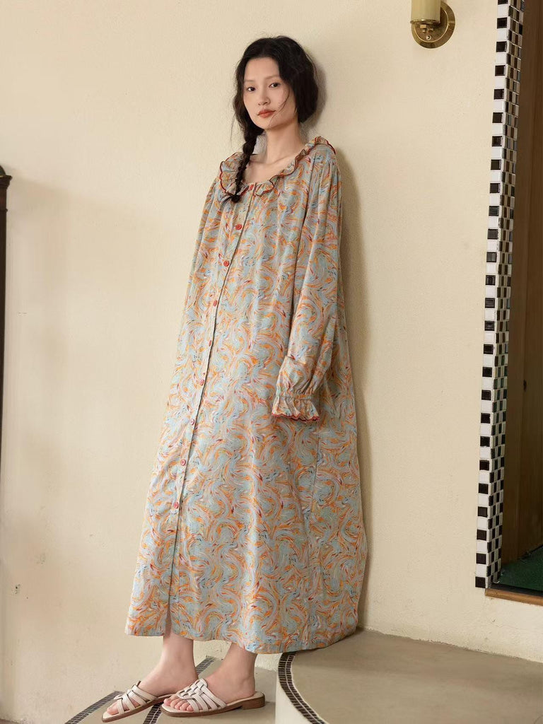 Bamboo Cotton Pajama Set: Lightweight Button-Up Loungewear, Cotton Sleepwear, Long Sleeves Pyjamas