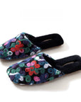 Handmade Wool Felt Floral Slippers - Oriental Style Indoor House Shoes - French Wool Blend Cozy Mules - Winter Women‘s Gift