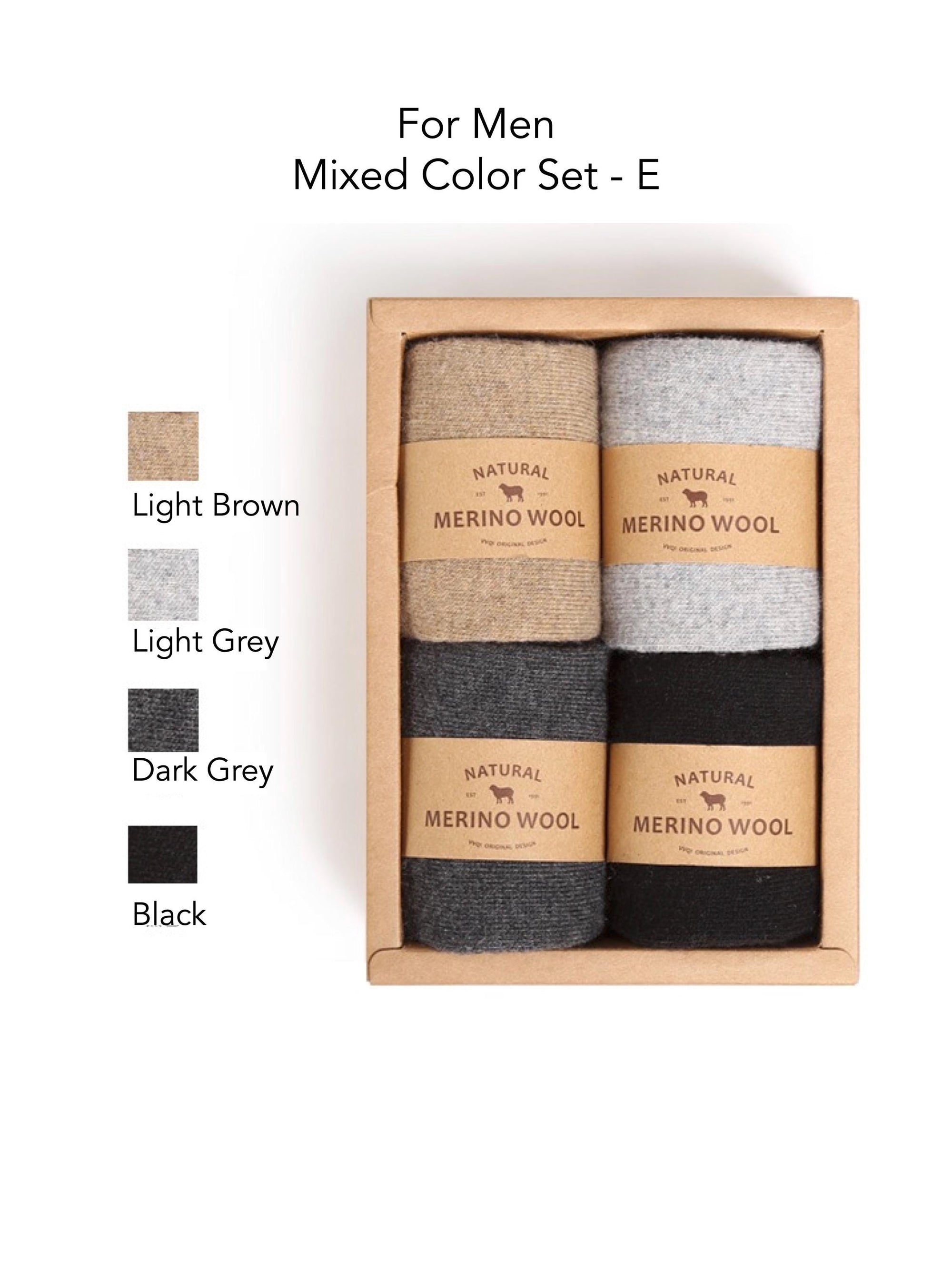 Merino Wool Socks Gift Box: Australian Wool Blend, Unisex, Set of 4 Christmas Gift Wrapped, Stocking Fillers
